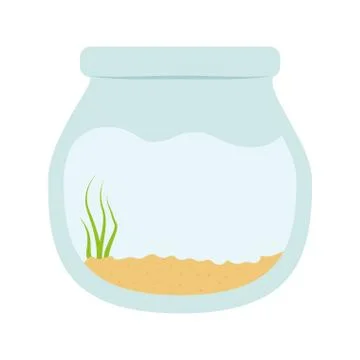 Fishbowl with algae inside design, vector graphic 스톡 일러스트