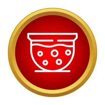 Fishbowl icon featuring bubbles in red circle Stock Illustration