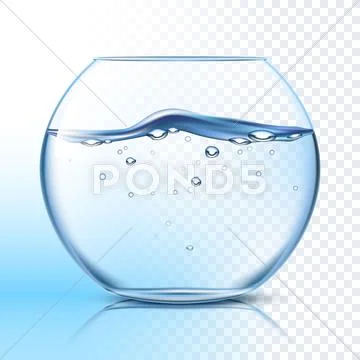 Fishbowl With Water Flat Pictogram Stock Illustration