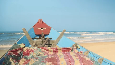 Fisher Boat on a Beach Stock Footage 112752702
