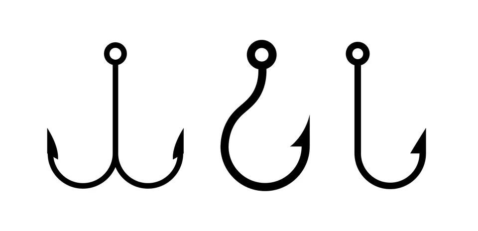 Fisher double hook vector icon. Fisherman trap metal hook illustration Stock Illustration
