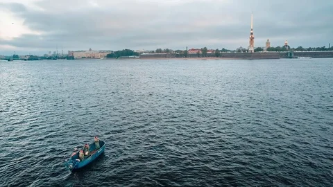 Fisher Men On Boat In The River Stock Footage 74454236