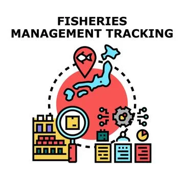 Fisheries management tracking system controlling sea resources Stock Illustration
