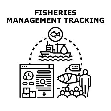 Fisheries management tracking system controlling harvesting and supply Stock Illustration