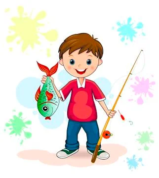 Fisherman and fish Stock Illustration