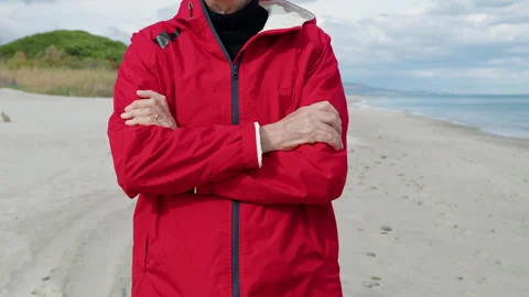 Fisherman With Arms Folded Standing In Front Of The Camera Stock Footage 274055057