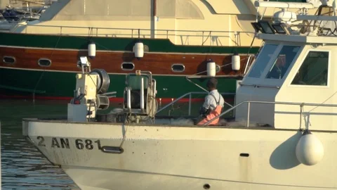 Fisherman in the boat Stock Footage 98855868