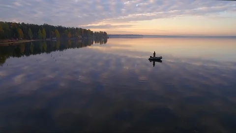 Fisherman in the boat Stock Footage 100268906