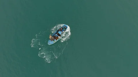 Fisherman on a boat Stock Footage 123211246