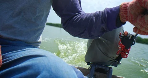 Fisherman in boat Stock Footage 125081136