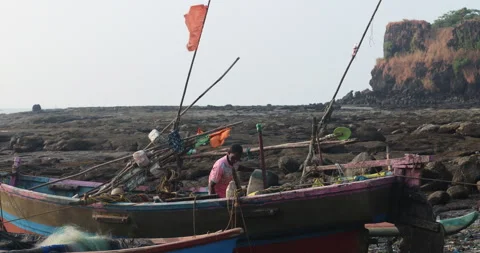 Fisherman in a Boat Stock Footage 320333571