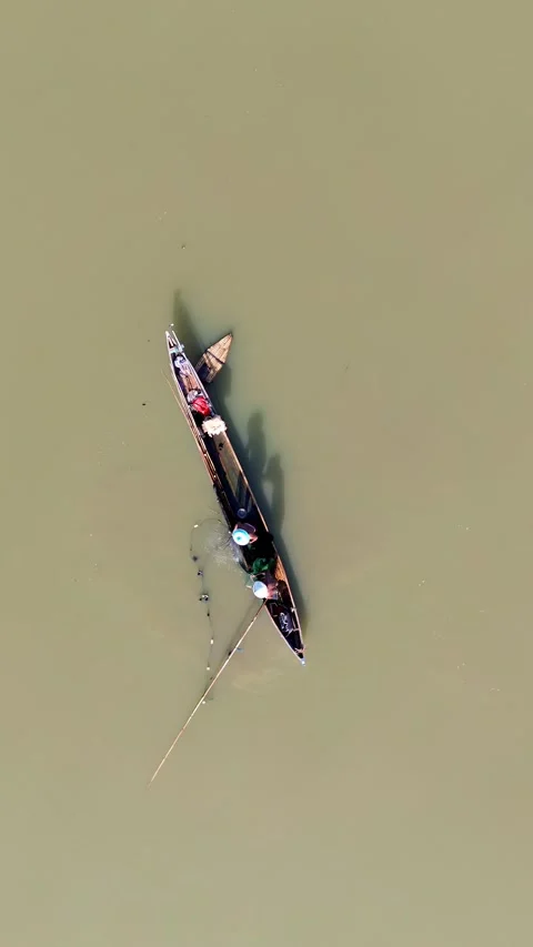 Fisherman boat in the river Stock Footage 301043418