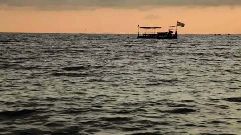 Fisherman boat at sunset 스톡 동영상 83823784