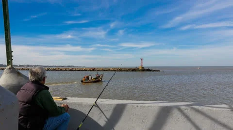 Fisherman calmly waiting Stock Footage 26016402