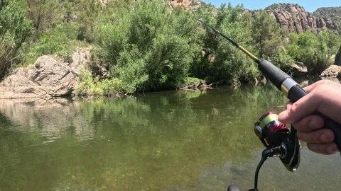 Fisherman Casting a Fishing Rod Stock Footage 344091604