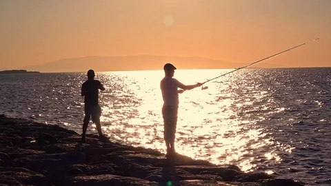 Fisherman Casting a Line Stock Footage 111655079