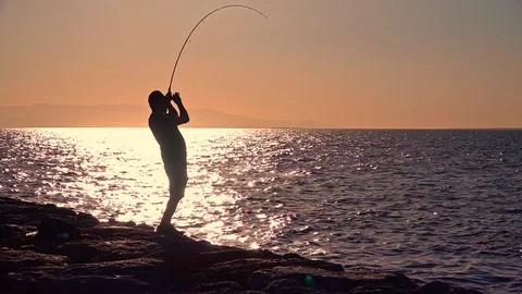 Fisherman Casting a Line Stock Footage 111655726