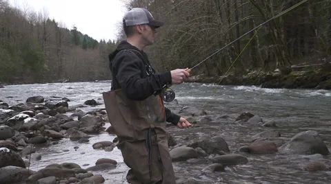 Fisherman casting medium shot Stock Footage 65066774