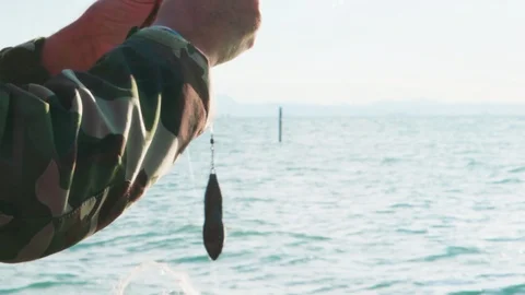 Fisherman Catch Fish Stock Footage 117409634