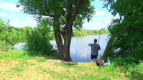 Fisherman catches a fish Stock Footage 61075743