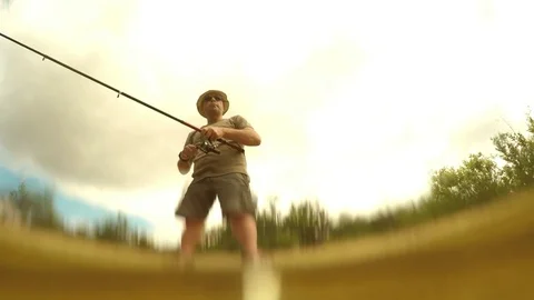 Fisherman catching fish Stock-Footage 72077304