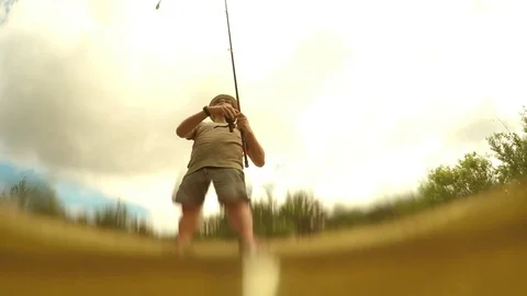 Fisherman catching fish Stock-Footage 72077504