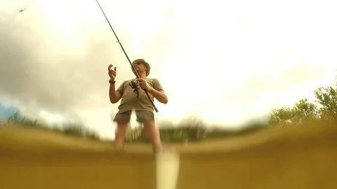 Fisherman catching fish Stock-Footage 72077916
