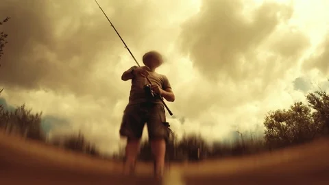Fisherman catching fish Stock-Footage 72079908