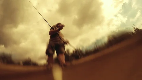 Fisherman catching fish 스톡 동영상 72080538