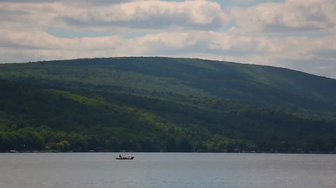 Fisherman Centered on the Lake Stock Footage 57732300