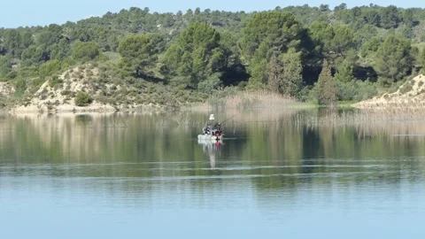 Fisherman in the dam 2 Stock Footage 196031181