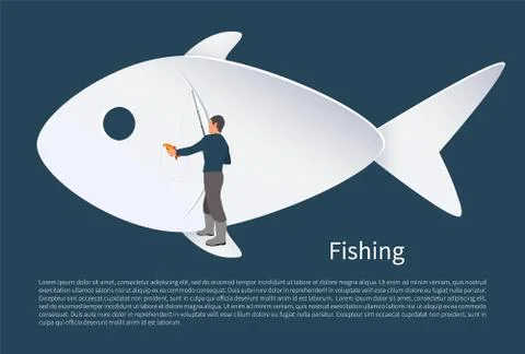 Fisherman with Fish on Background Vector Icon Stock Illustration