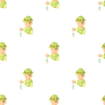 Fisherman with fish pattern seamless vector 스톡 일러스트