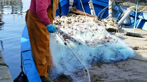 Fisherman with fishin-net Stock Footage 66289737