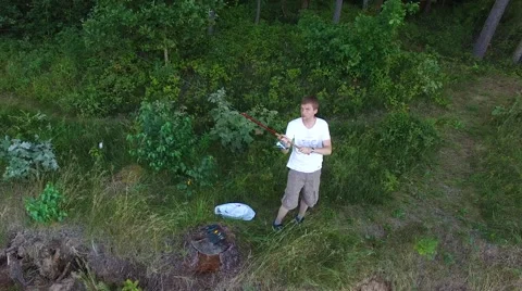 Fisherman with a fishing rod Stock Footage 59168609