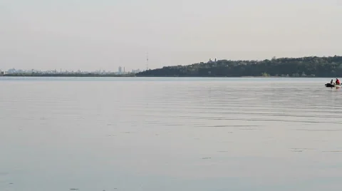 Fisherman floating on a boat Stock Footage 55878225