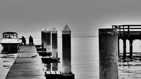 Fisherman on the floating dock Stock Footage 147102753