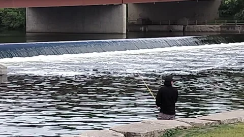 Fisherman on Fox lake Stock Footage 310566874