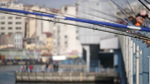 Fisherman on the Galata Bridge Stock Footage 169385800