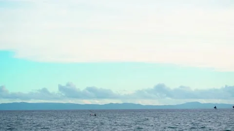 Fisherman going home when sunset when sunset Stock Footage 229600591
