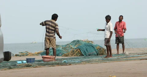 Fisherman Hands Making Net Stock Footage 279788740