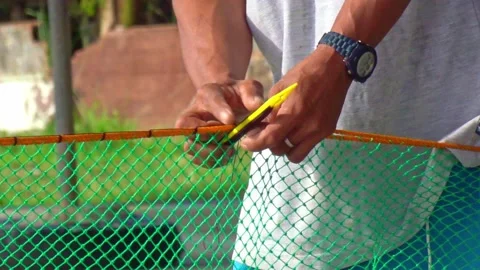 Repair Fishing Net Stock Video Footage