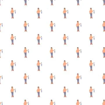 Fisherman holding a fish seamless pattern background 스톡 일러스트