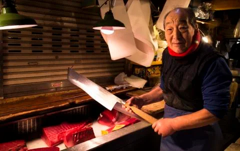 FISHERMAN WITH KNIFE 스톡 사진