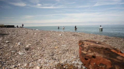 Fisherman on the Lake Stock Footage 56247700