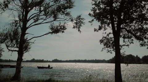 Fisherman on the lake Stock-Footage 69055919
