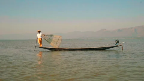 FISHERMAN ON THE LAKE Stock Footage 139101024