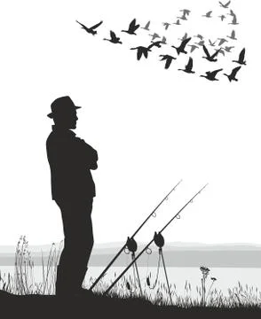 Fisherman on the Lake Stock Illustration
