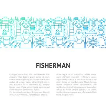Fisherman Line Template Stock Illustration