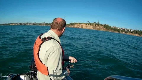 Fisherman nets big fish Stock Footage 74290553